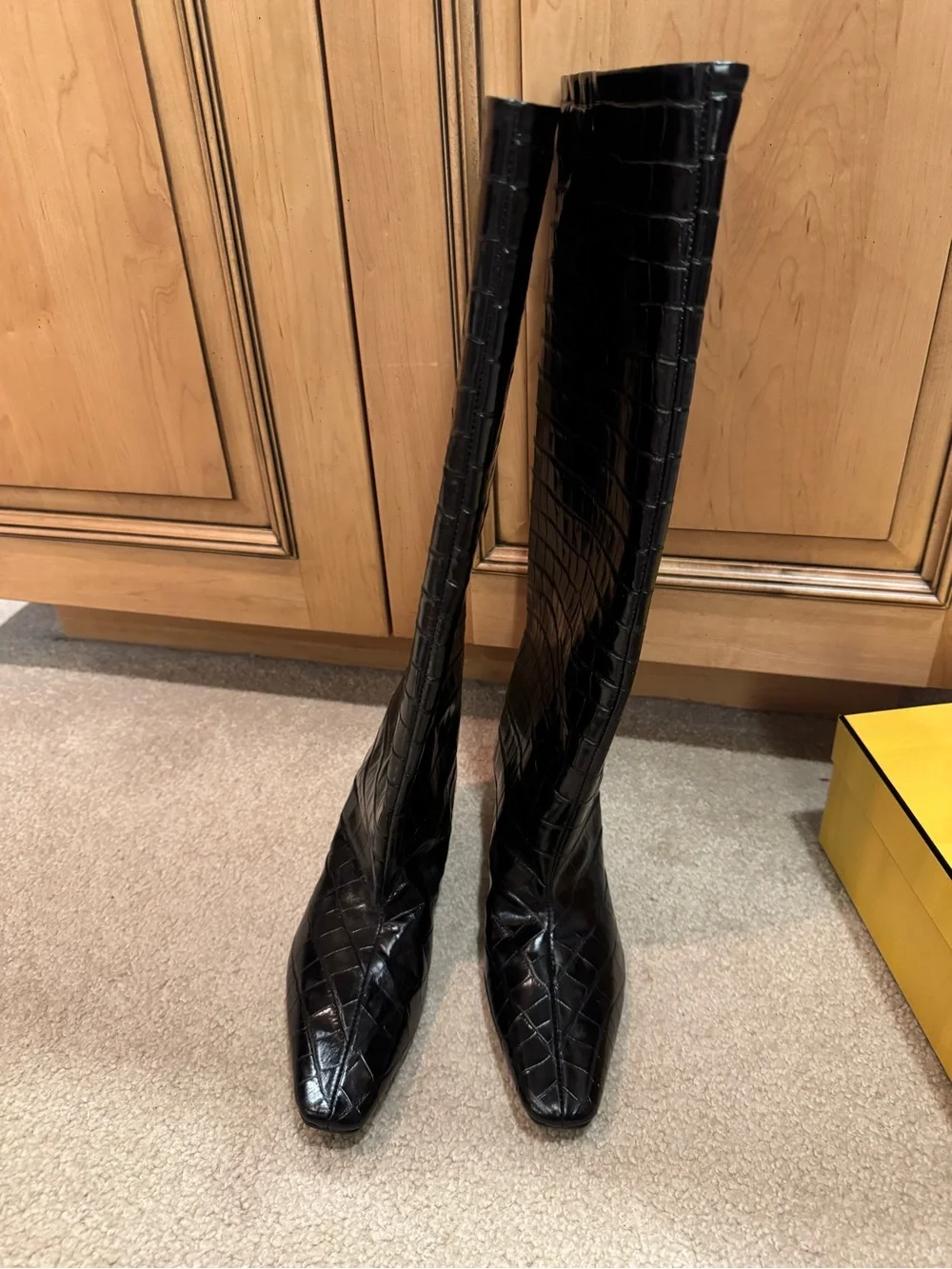 Toteme Black Croc-Embossed Boots